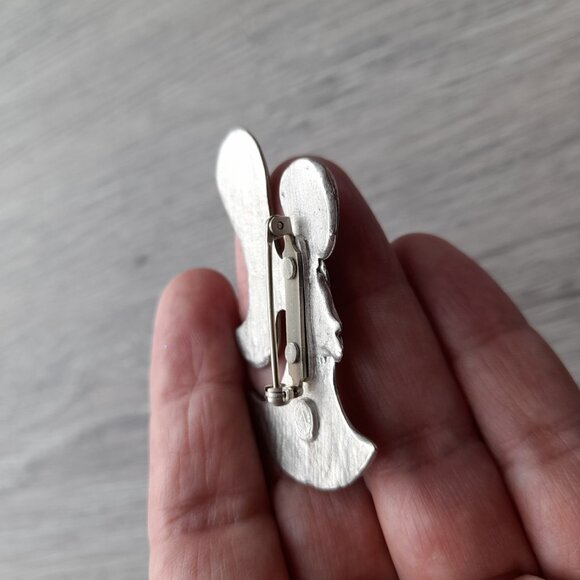 Vintage Angel Brooch Aitkens Pewter Puffy Silver Tone - Picture 16 of 16